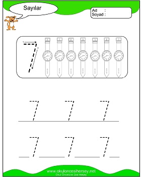 okul öncesi 1 sayısı çizgi çalışması